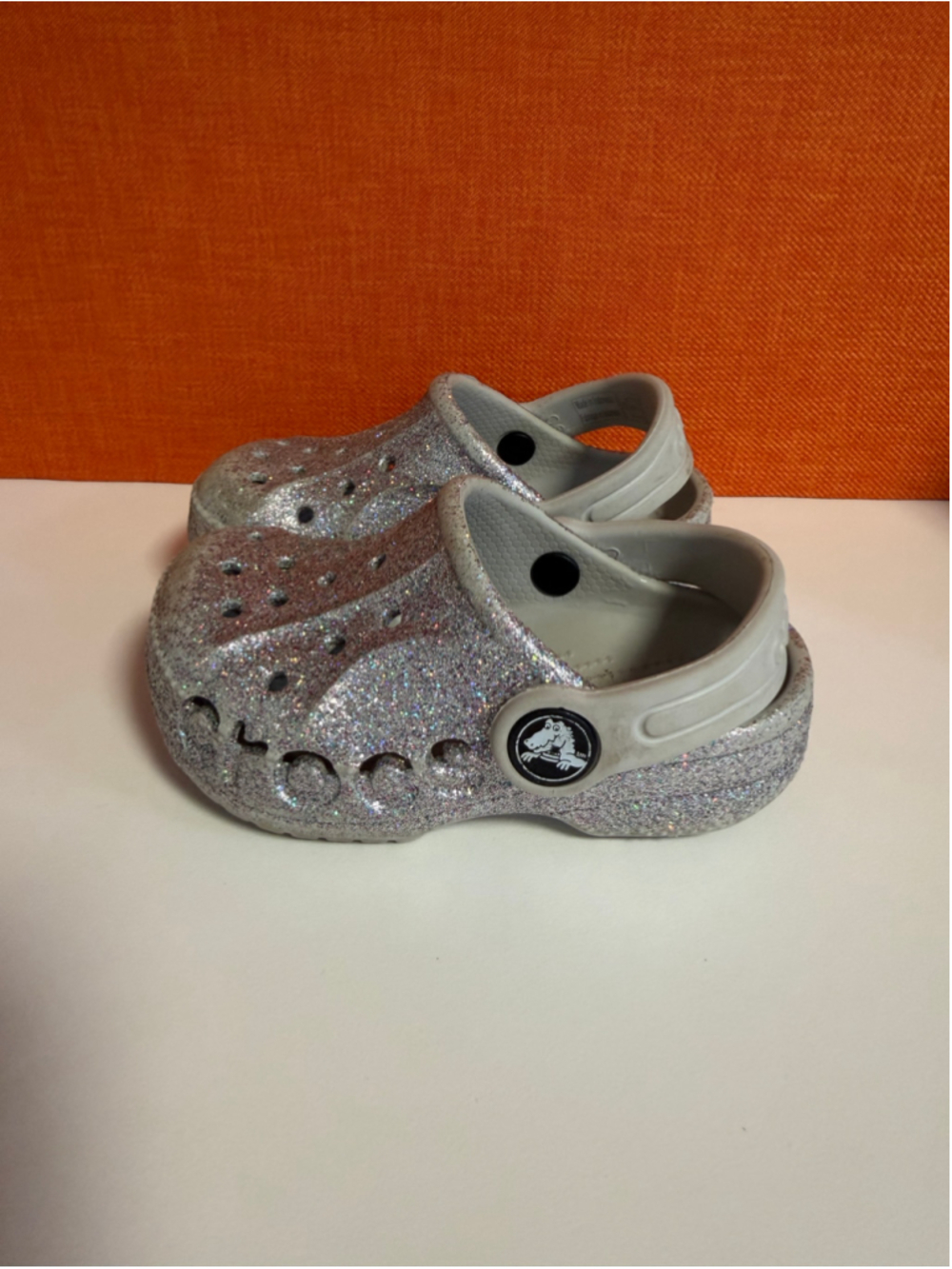 Kids Crocs Glitter Water Shoes Silver Grey Size 6 C
